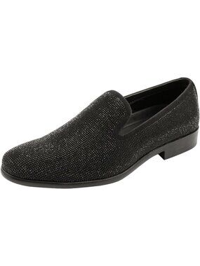 Amali Men's Black Dazzle Velvet Tuxedo Loafer Slip On Formal Wedding Dress Shoes